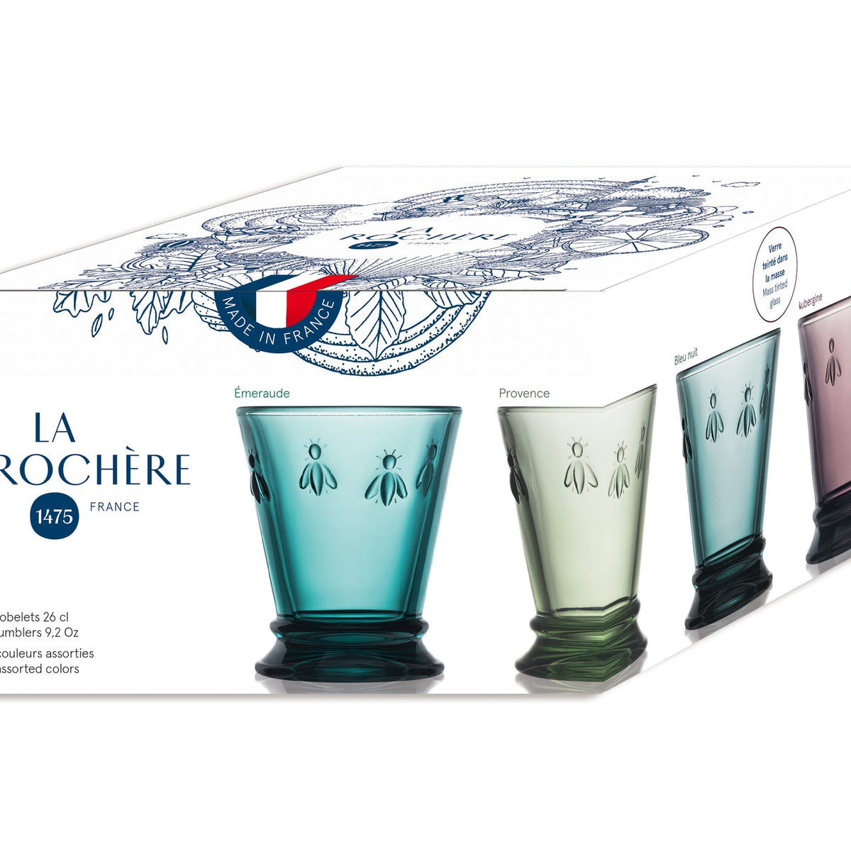 Bee Water Glasses Set of 4 Colors, 250ml