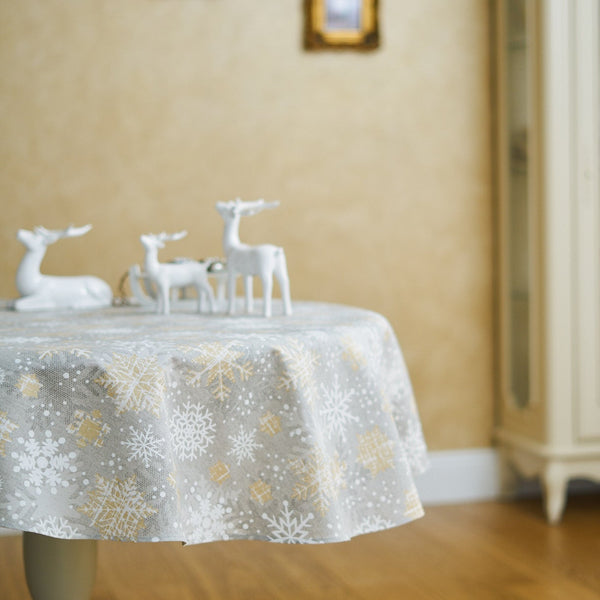 Christmas Motive Snowflakes Round Tablecloth