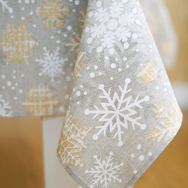 Winter Motive Snowflakes Rectangular Tablecloth