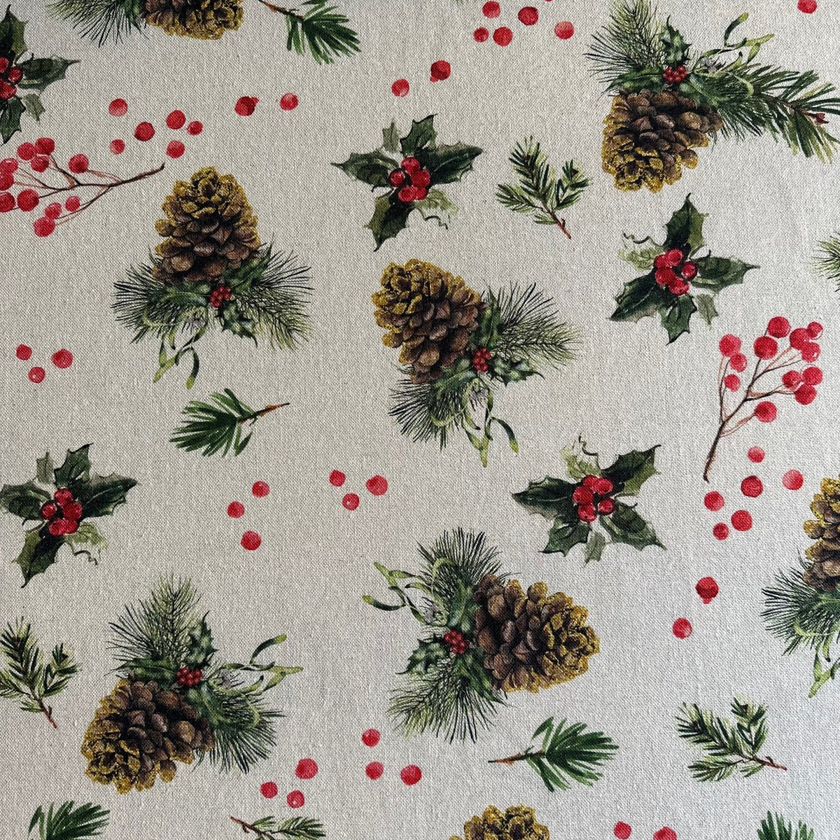 Christmas Motive Golden Pine Round Tablecloth