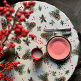 Christmas Motive Golden Pine Round Tablecloth