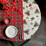 Christmas Motive Golden Pine Round Tablecloth