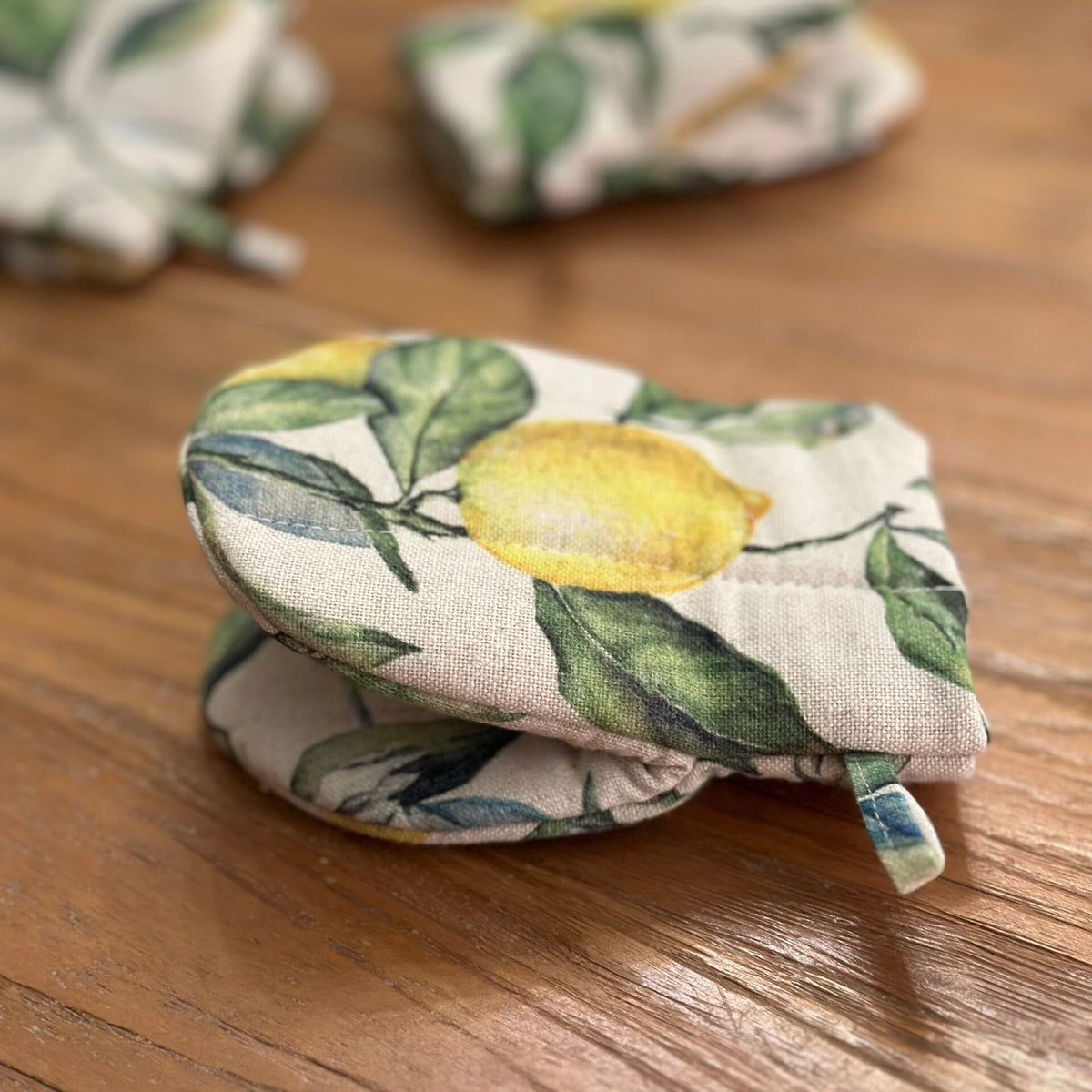 Oven Glove With Double Wool Filling - Lemon Linen