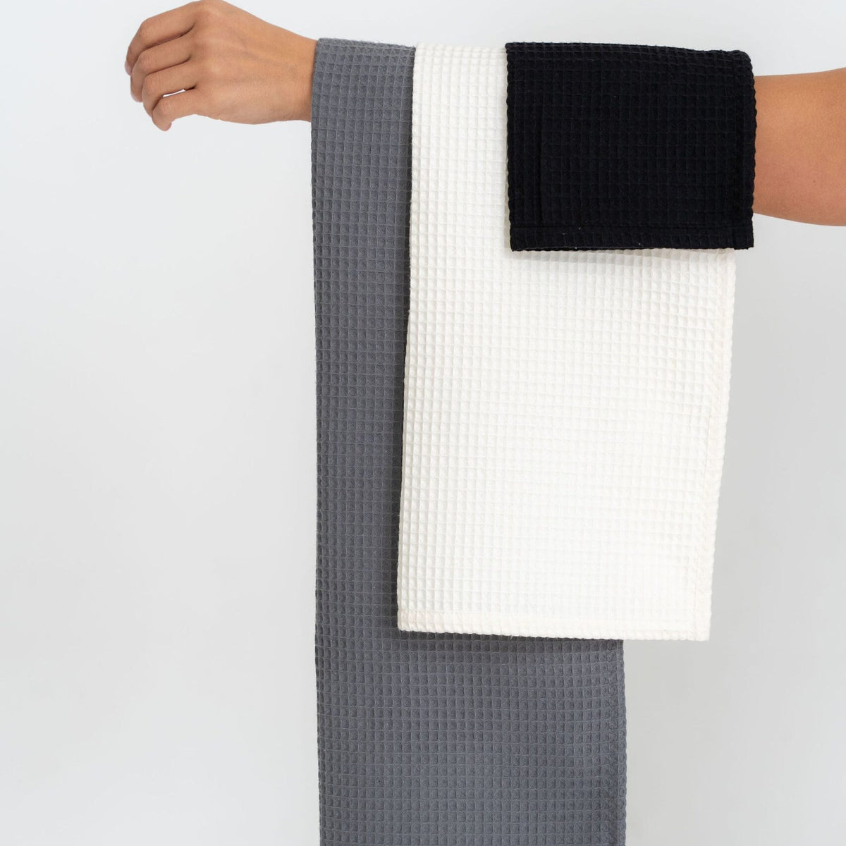 Organic Waffle Cotton Towel - Gray