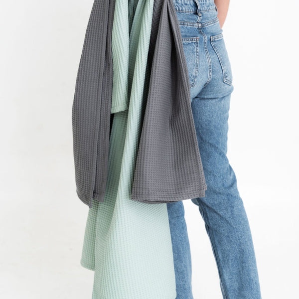 Organic Waffle Cotton Towel - Sage Green