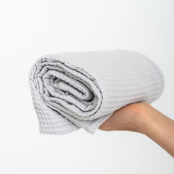 Organic Waffle Cotton Towel - Light Gray
