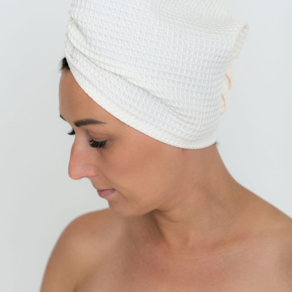 Secure Fit Cotton Hair Towel with Button Closure