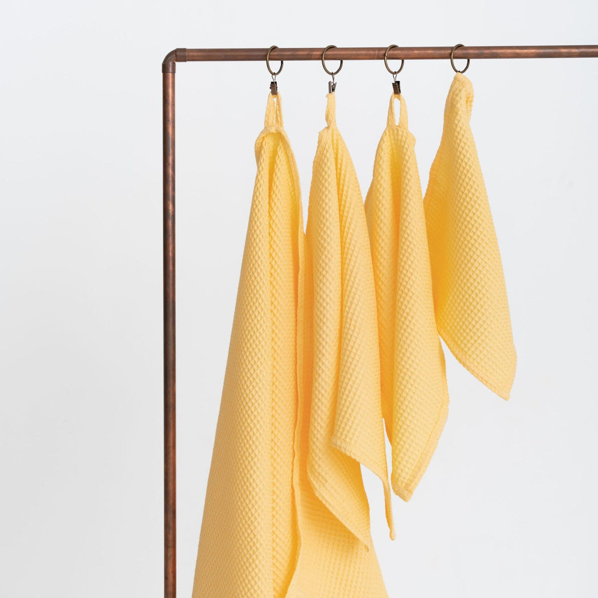 Organic Waffle Cotton Towel - Yellow