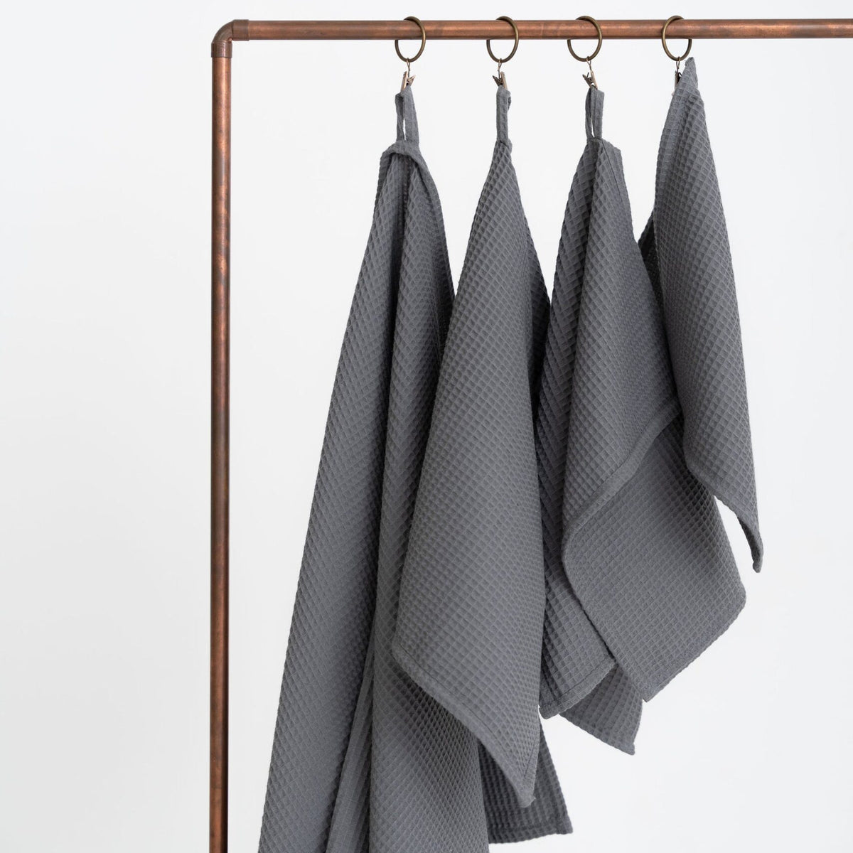 Organic Waffle Cotton Towel - Gray