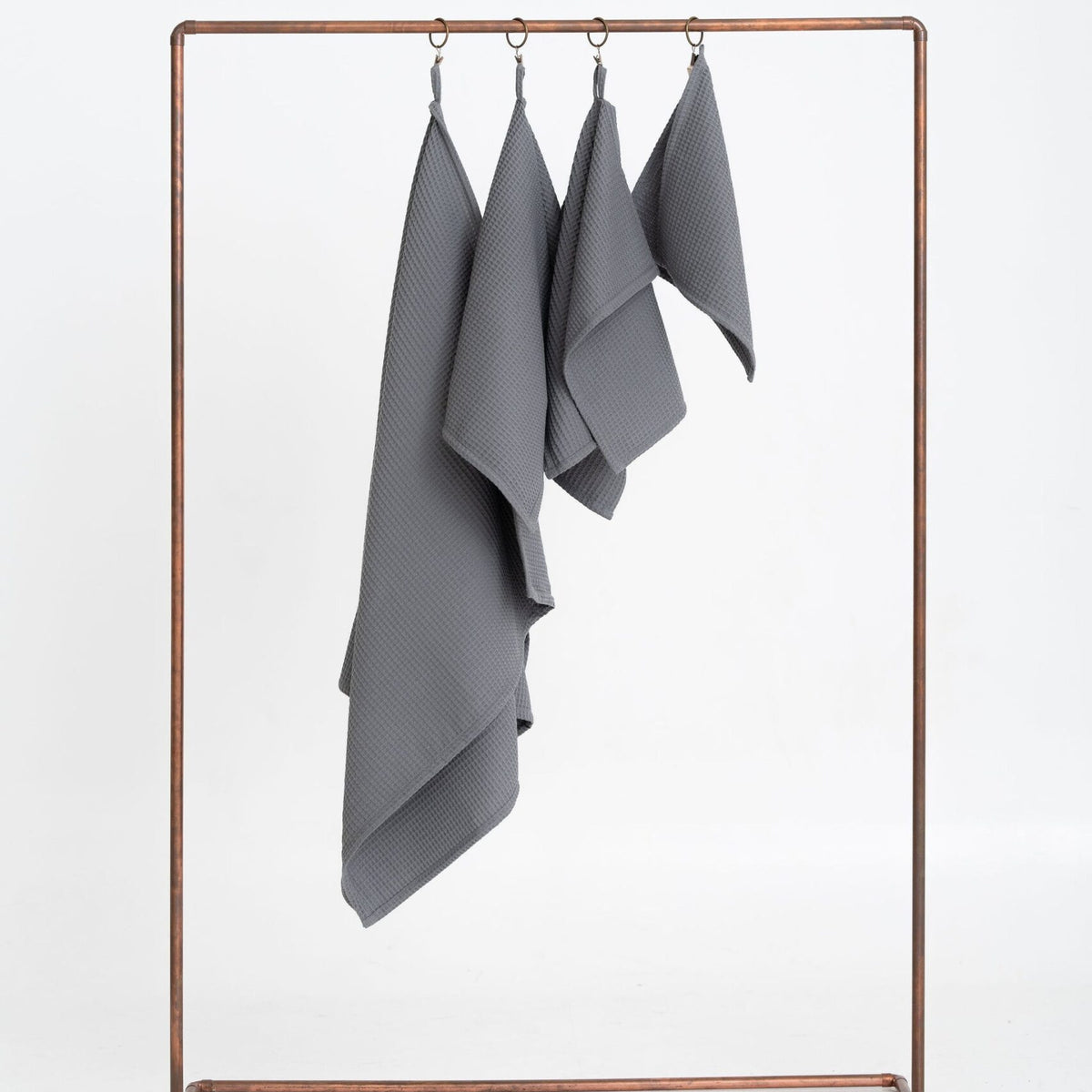 Organic Waffle Cotton Towel - Gray