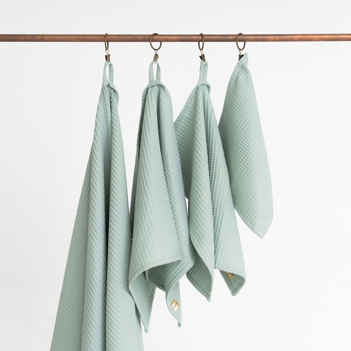 Organic Waffle Cotton Towel - Sage Green