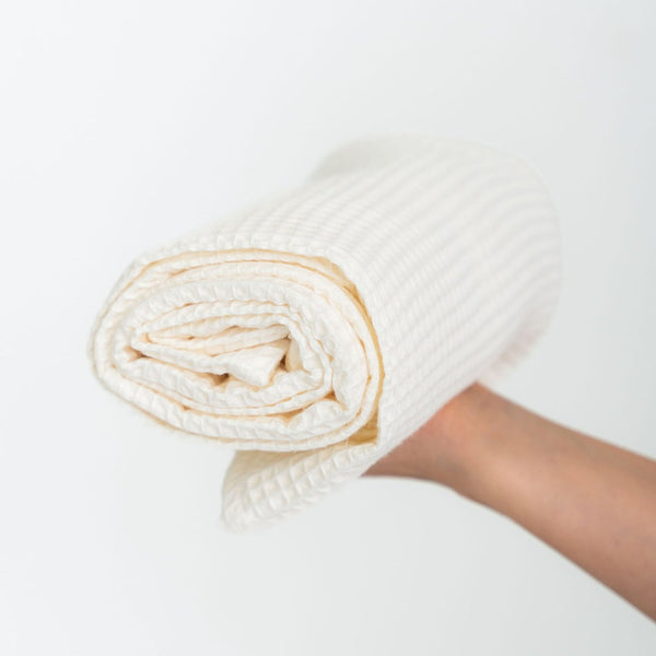 Organic Waffle Cotton Towel - Cream