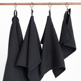 Organic Waffle Cotton Towel - Black