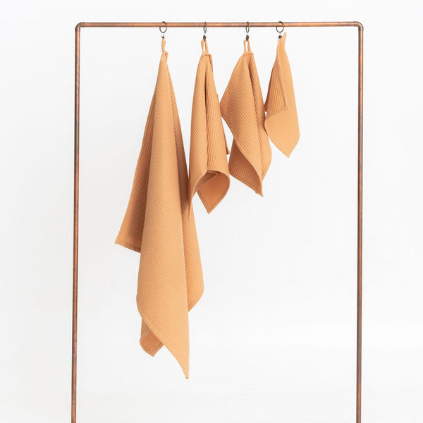 Organic Waffle Cotton Towel - Caramel