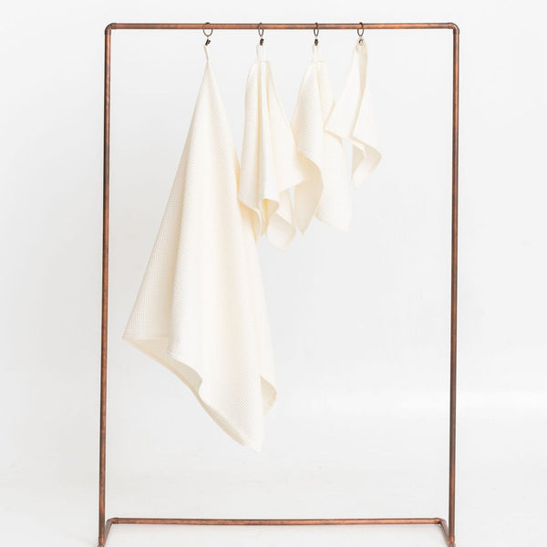 Organic Waffle Cotton Towel - Cream