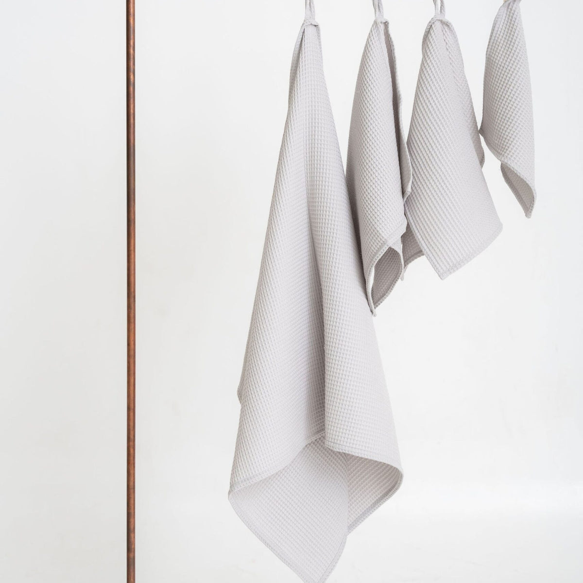 Organic Waffle Cotton Towel - Light Gray