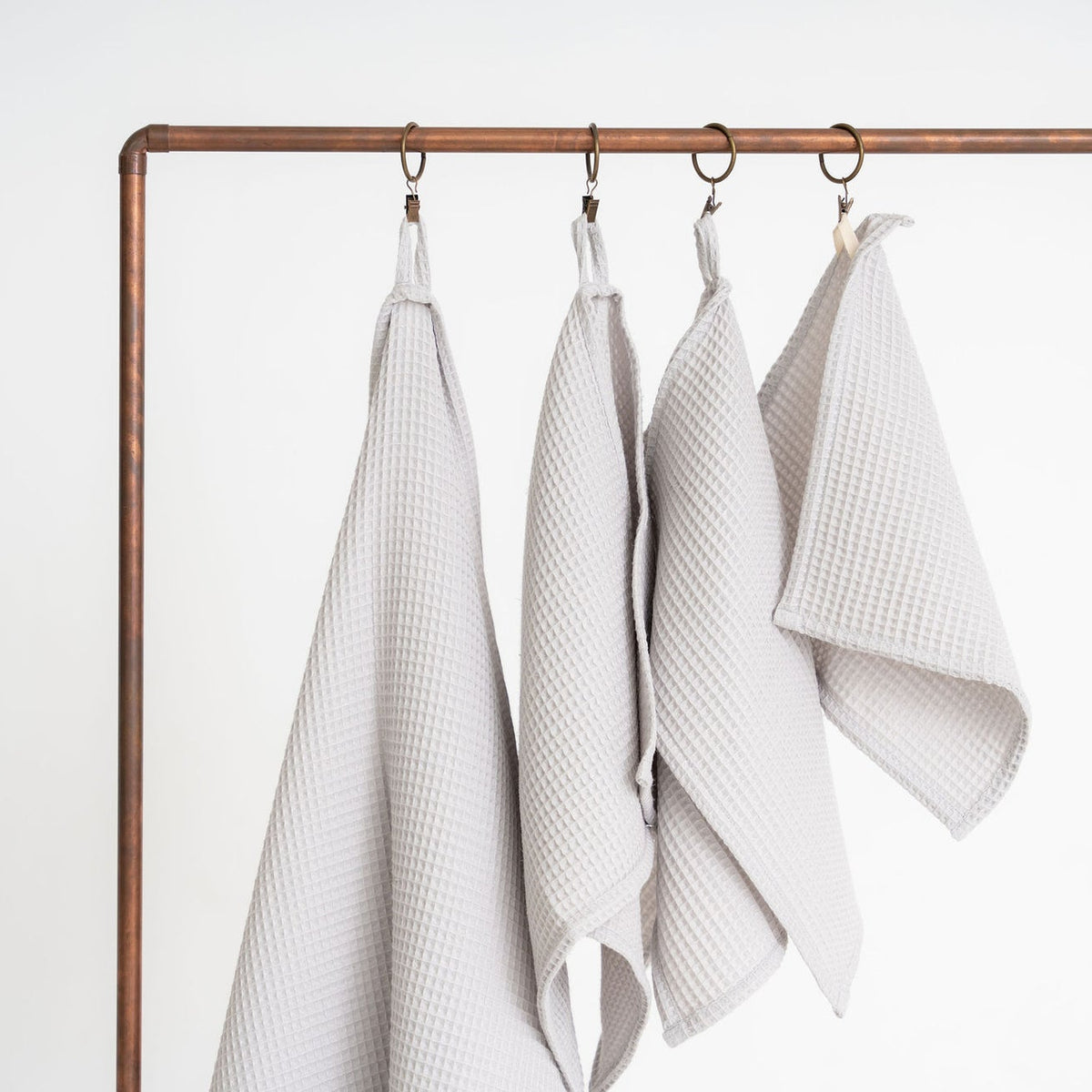 Organic Waffle Cotton Towel - Light Gray