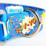 Collar With A LED Plastic Buckle - Blue Graffiti