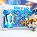 Collar With A LED Plastic Buckle - Blue Graffiti