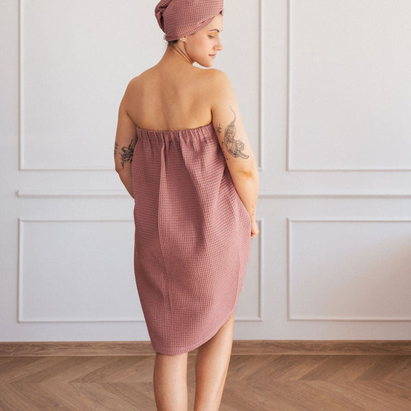 Cotton Waffle Sauna Wrap With Velcro