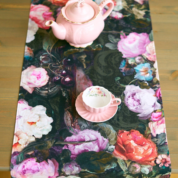 Francine Black Table Runner with Tassels