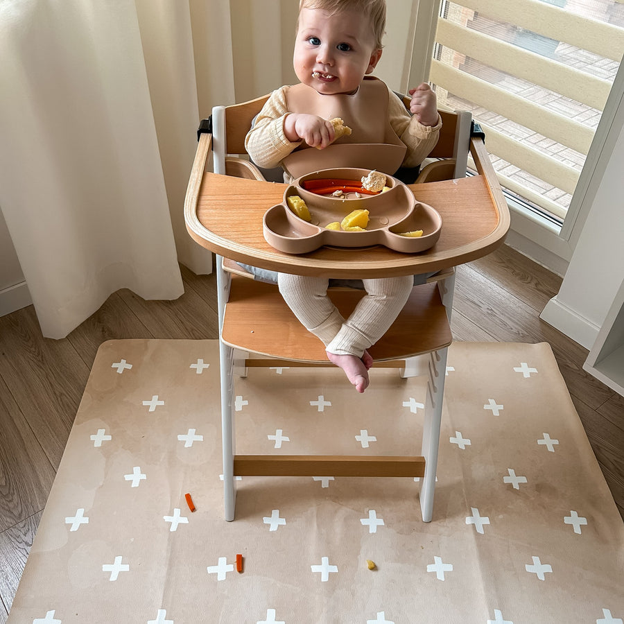 Kids Mealtime Floor Mat, Non-Slip & Waterproof - Cross Sand