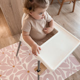 Kids Mealtime Floor Mat, Non-Slip & Waterproof - Daisy Pink