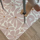 Kids Mealtime Floor Mat, Non-Slip & Waterproof - Daisy Pink