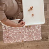 Kids Mealtime Floor Mat, Non-Slip & Waterproof - Daisy Pink