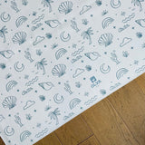 Kids Mealtime Floor Mat, Non-Slip & Waterproof - Palm Beach Azure