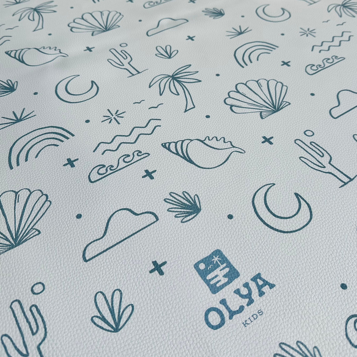 Kids Mealtime Floor Mat, Non-Slip & Waterproof - Palm Beach Azure