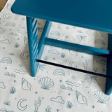 Kids Mealtime Floor Mat, Non-Slip & Waterproof - Palm Beach Azure