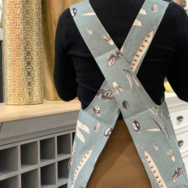 Ladies' Apron With Crossed Straps - Seeds Aqua