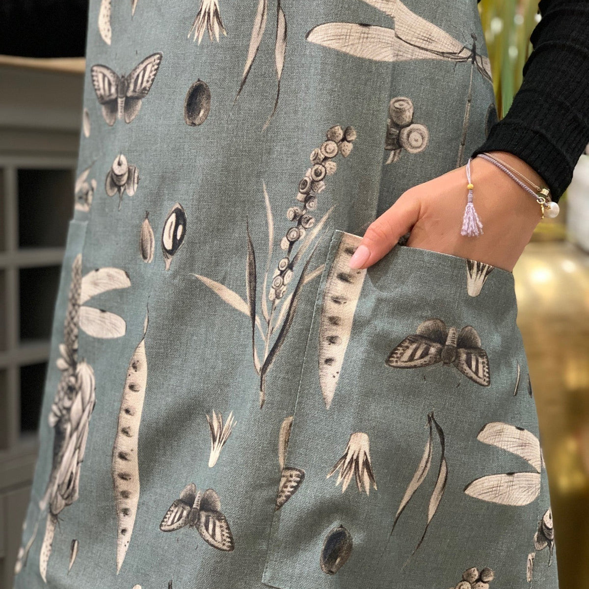 Ladies' Apron With Crossed Straps - Seeds Aqua