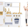 Large White and Gold Wooden Play Kitchen for Children