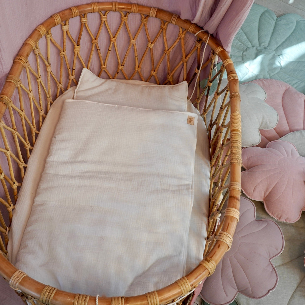 Muslin Baby Blanket + Pillow Set - Cream